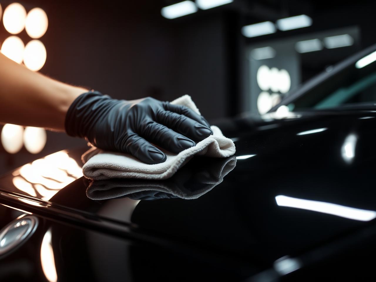 Detailer hand-polishing a luxury vehicle